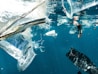 a group of garbage floating in the ocean