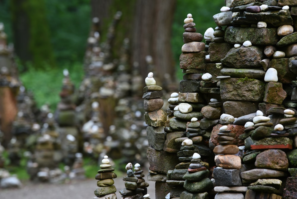 a bunch of rocks stacked on top of each other