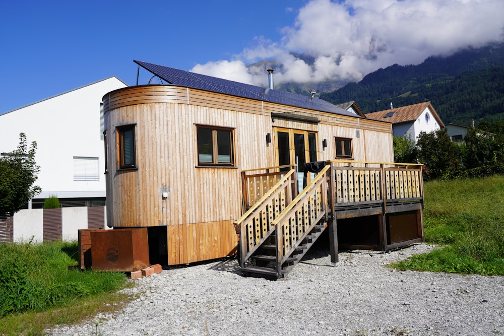 a house with a solar panel on the roof