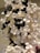 A decorative arrangement featuring white and black paper flowers interconnected by delicate copper wires. The flowers have a three-dimensional appearance, with petals intricately crafted. The background appears neutral, enhancing the prominence of the floral elements.