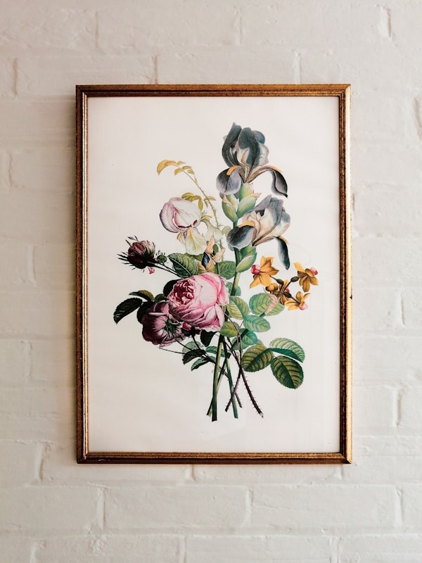 Framed fine art print showing delicate watercolor landscape