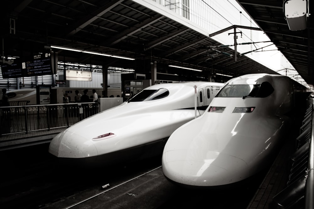 un paio di treni che sono uno accanto all'altro