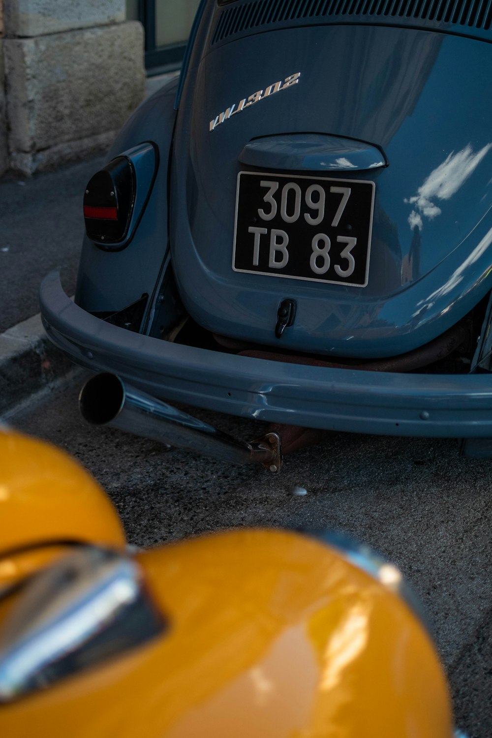 a close up of a car with a license plate