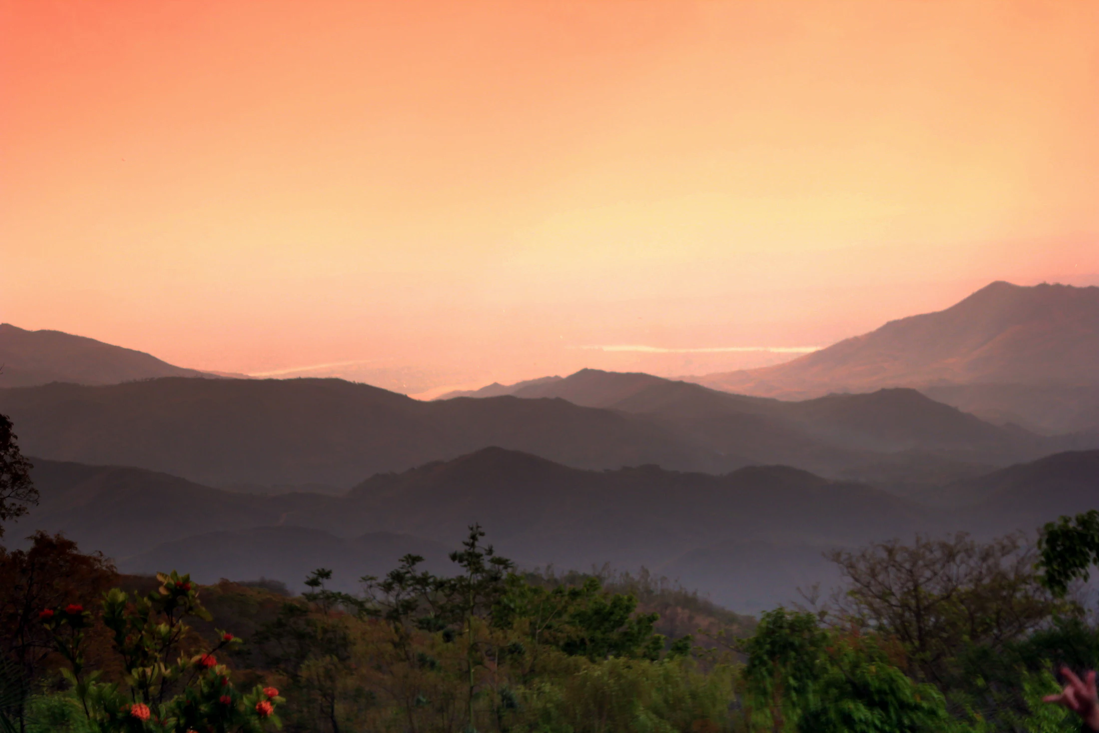 Mountain ridges at sunset