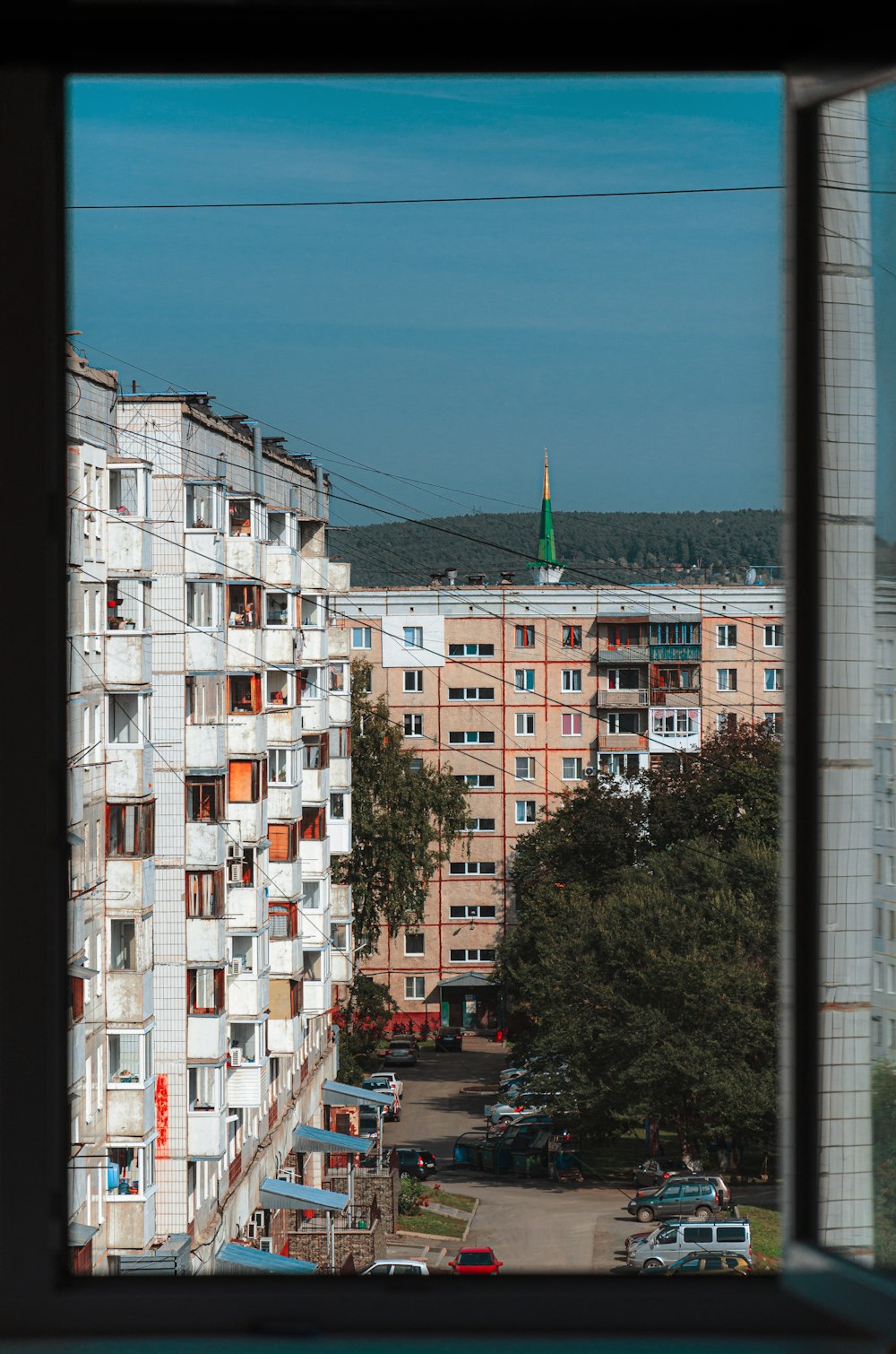 a view of a city from a window