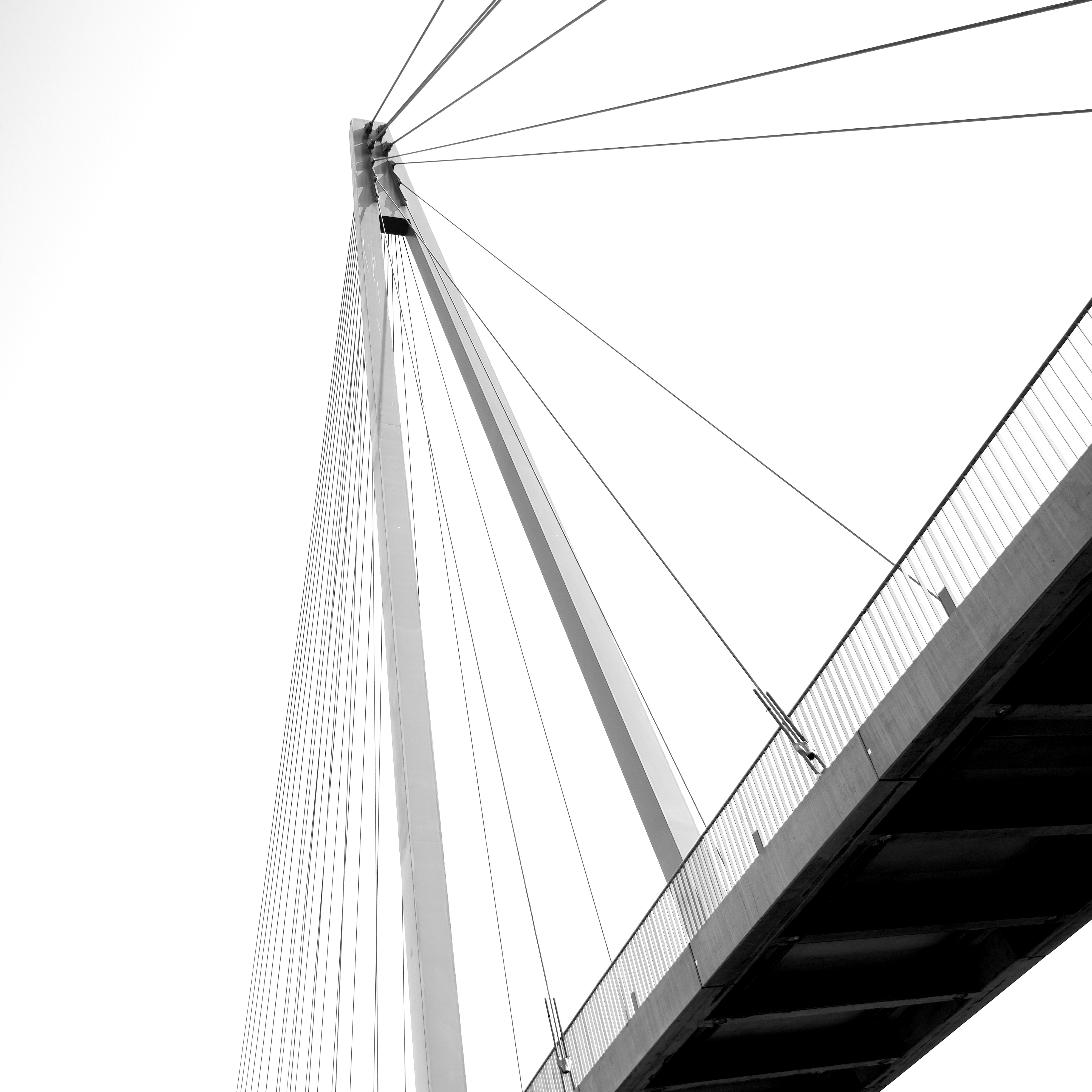 a black and white photo of a bridge