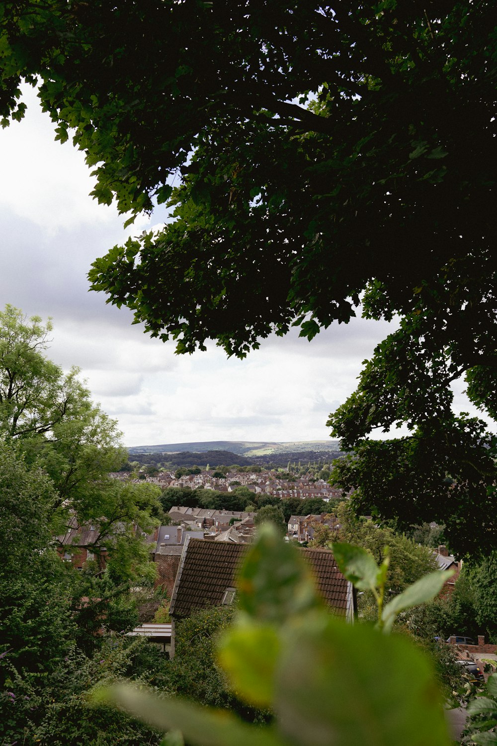 Une vue d’une ville depuis le sommet d’une colline