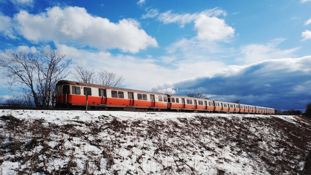 a large long train on a steel track