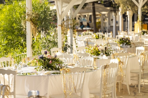 a table set up for a wedding reception