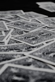 a close up of a lot of playing cards
