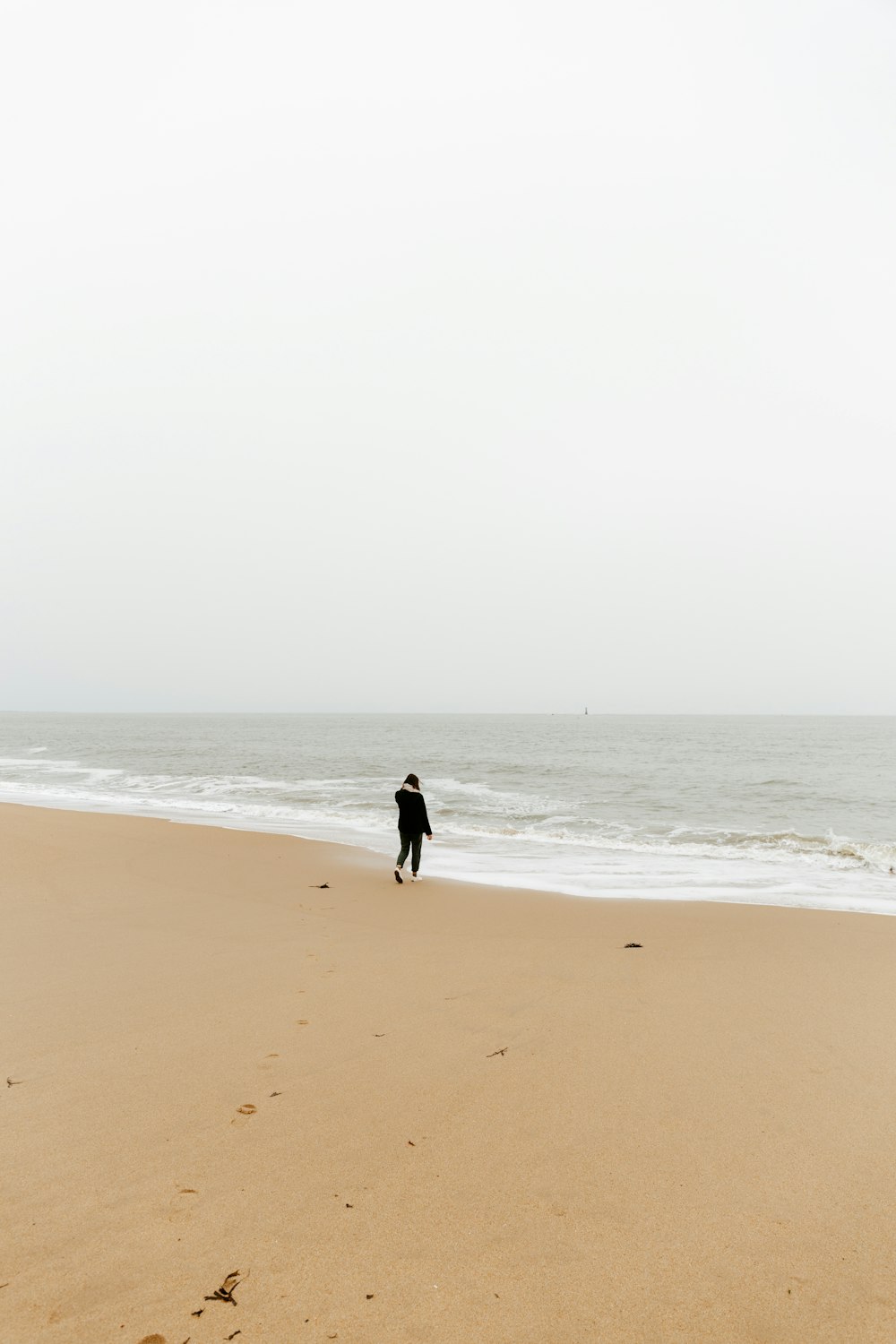 a person walking on a beach next to the ocean