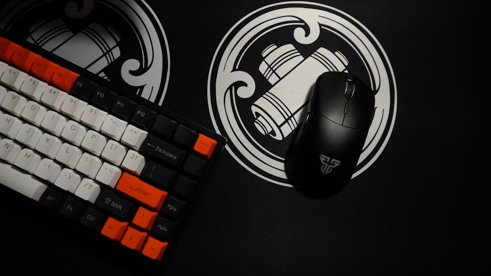 a close up of a keyboard and a mouse