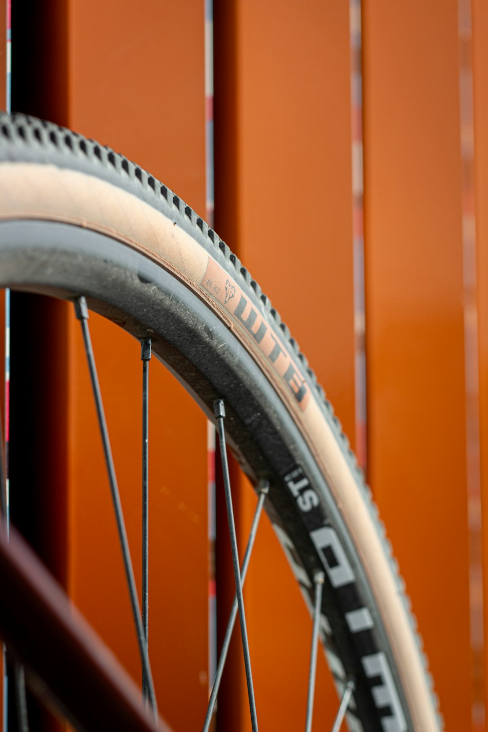 a close up of a bike tire on a bike