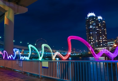 a long exposure photo of a city at night