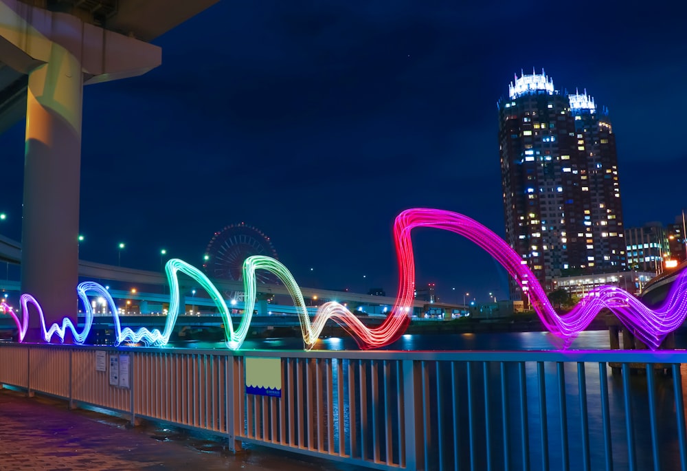 a long exposure photo of a city at night