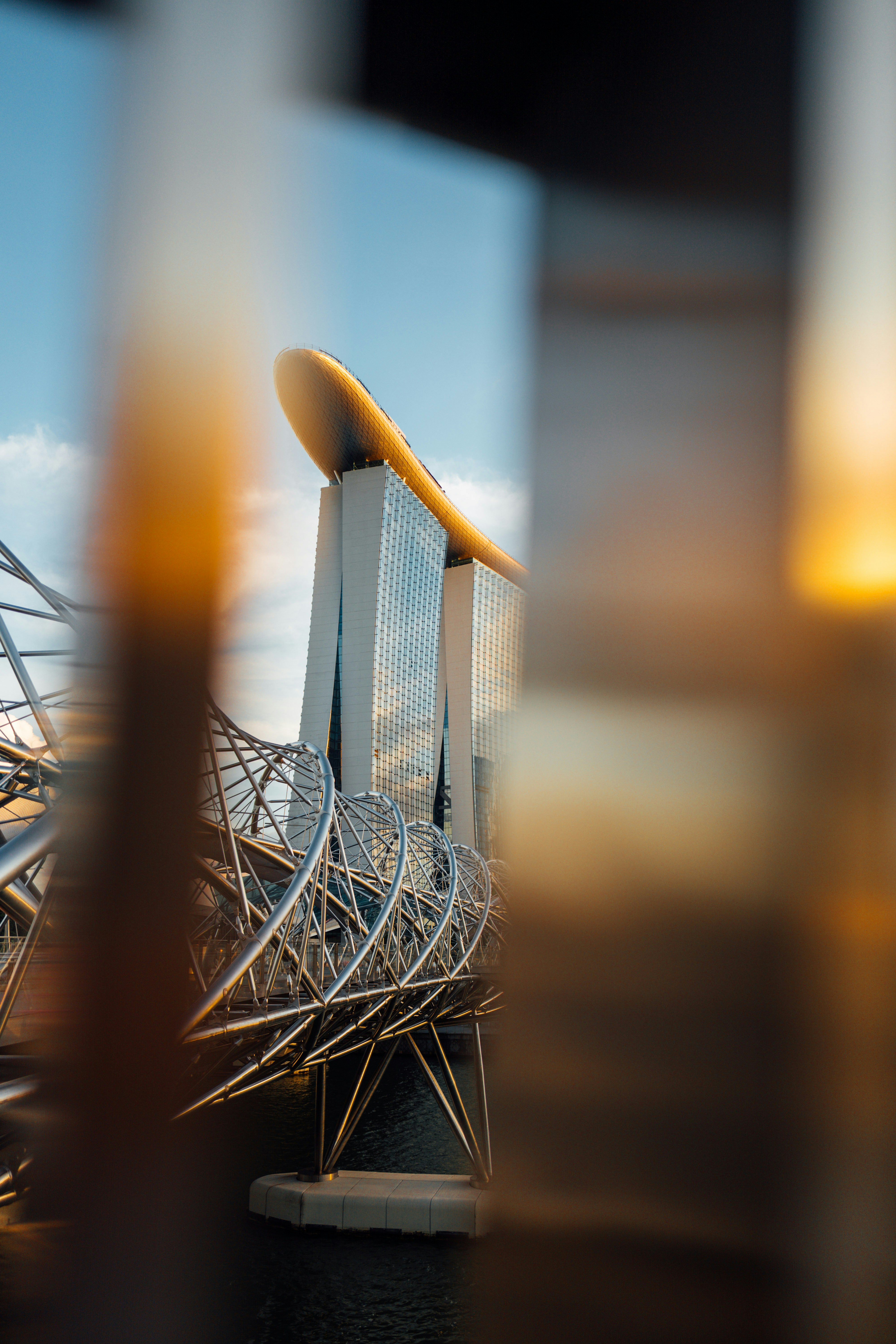 a view of a bridge from a window