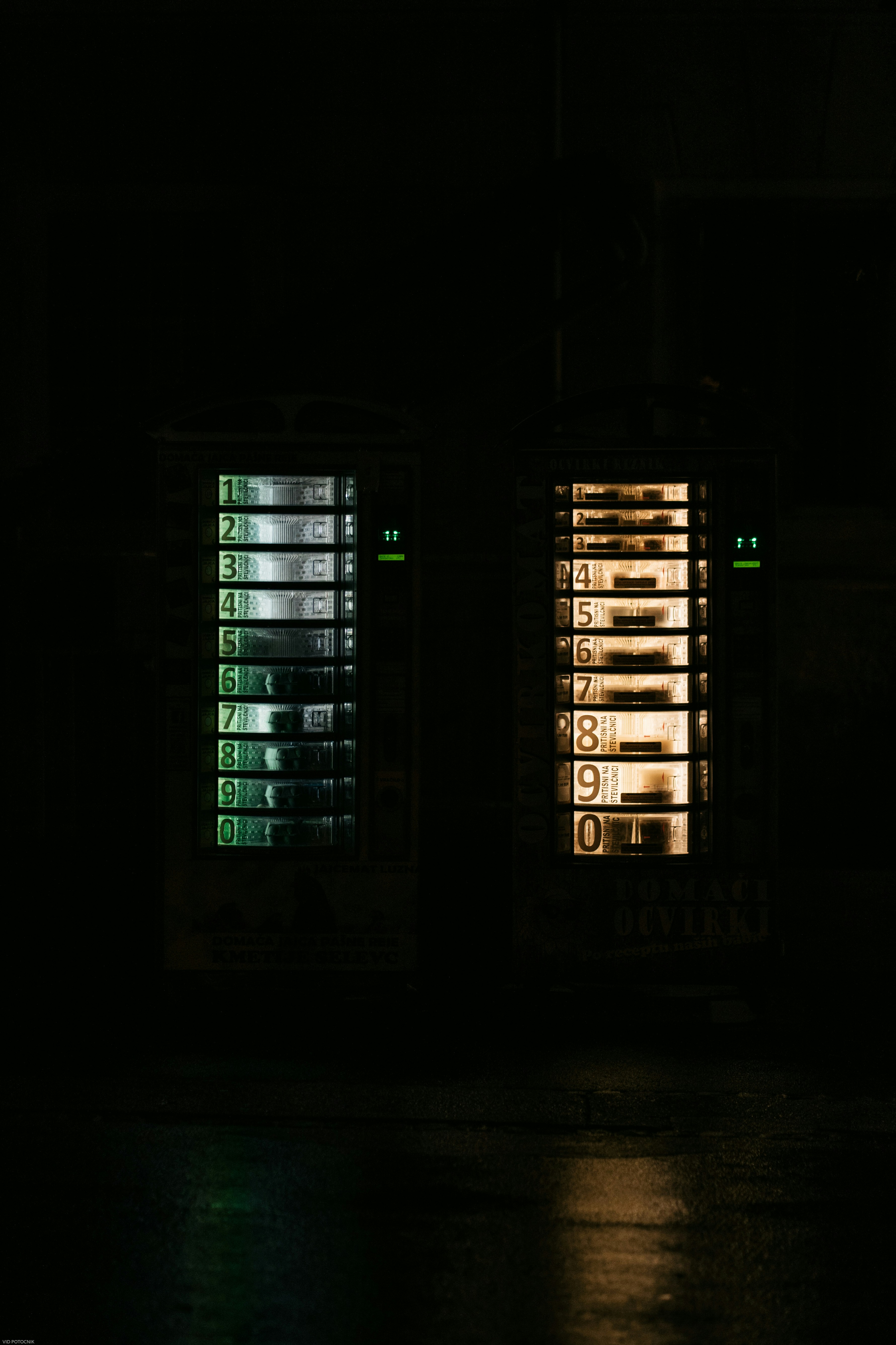 a couple of lights that are on in the dark