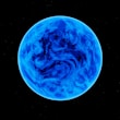 a blue planet with a black background