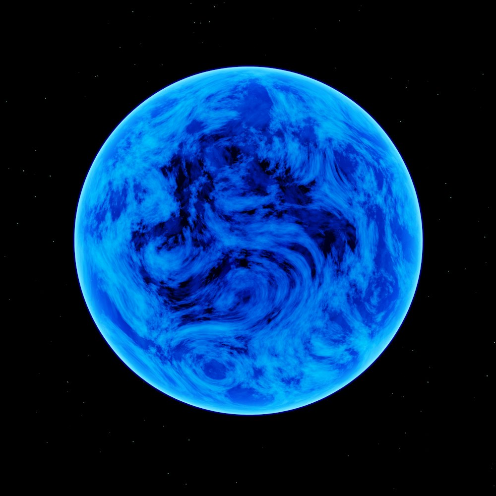 Ein blauer Planet mit schwarzem Hintergrund