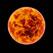 a very bright orange sun with a black background