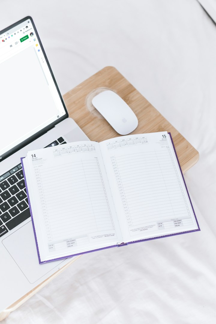 Diary and planner keeping the working week organised