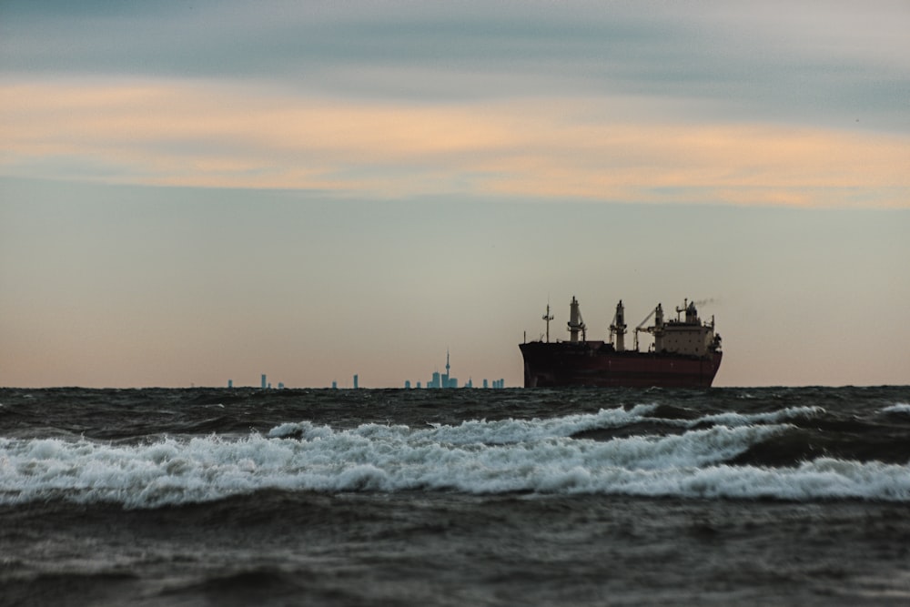 a large ship in the middle of the ocean