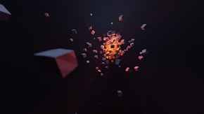 a bunch of cubes that are flying in the air