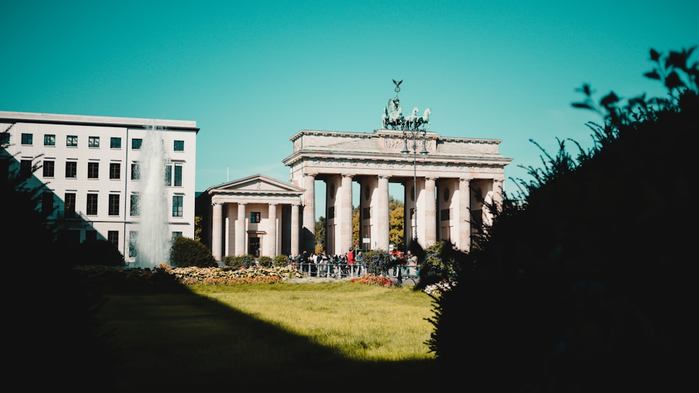 a building with a statue on top of it