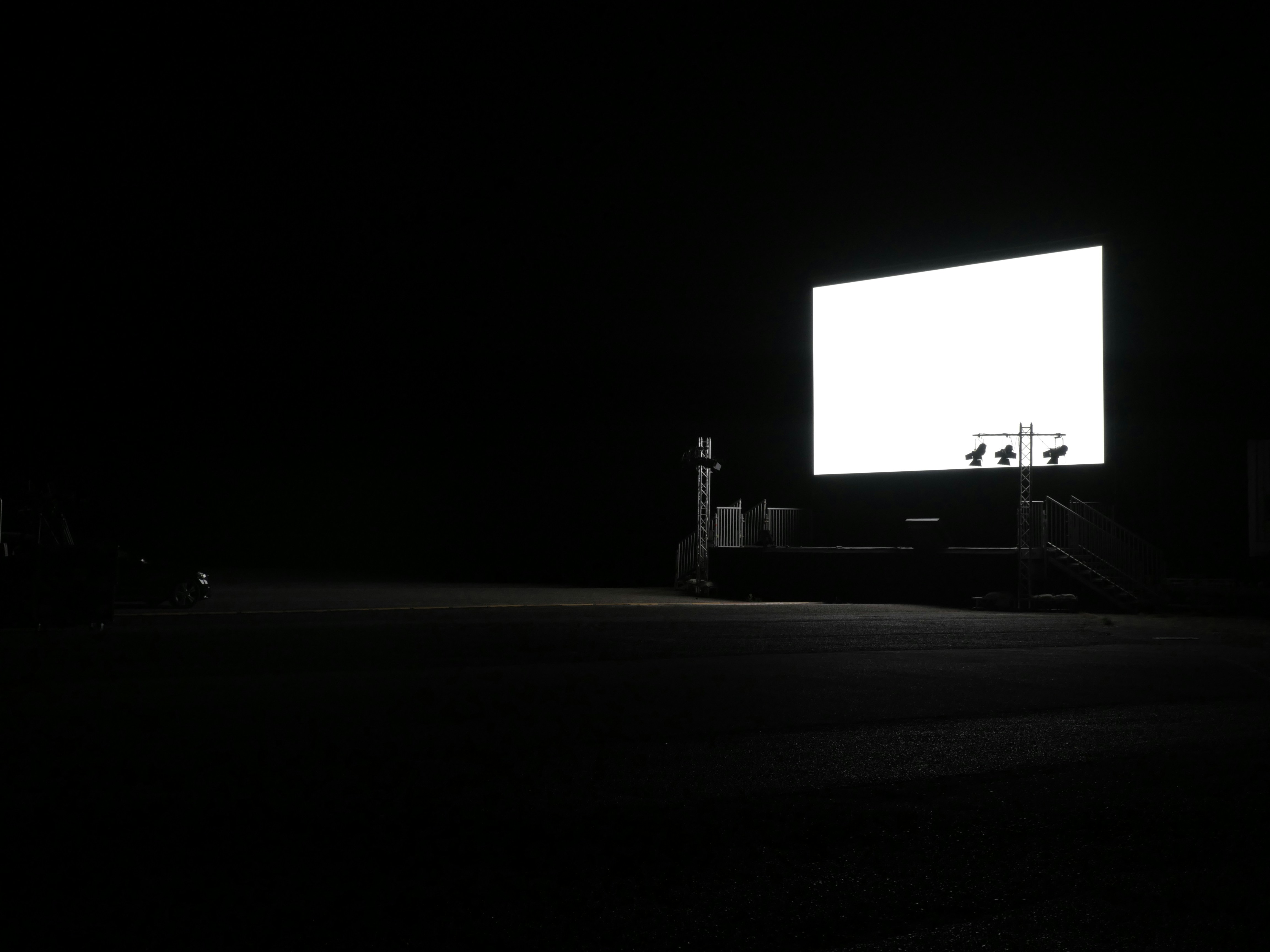 Empty drive in theatre with led wall