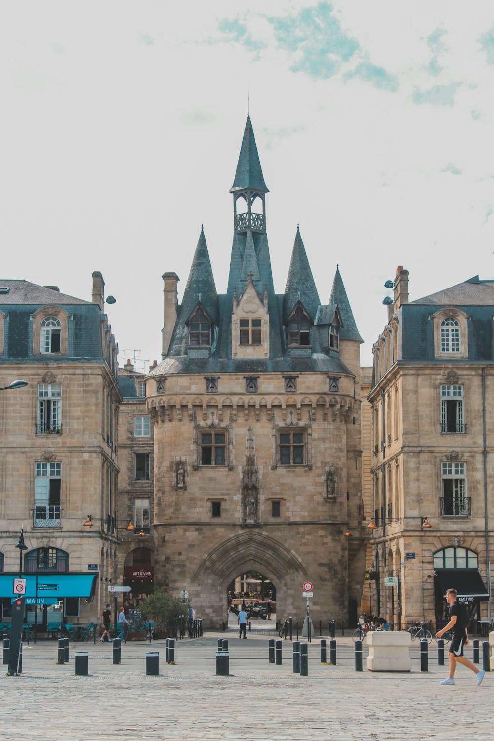 a large stone building with a clock tower