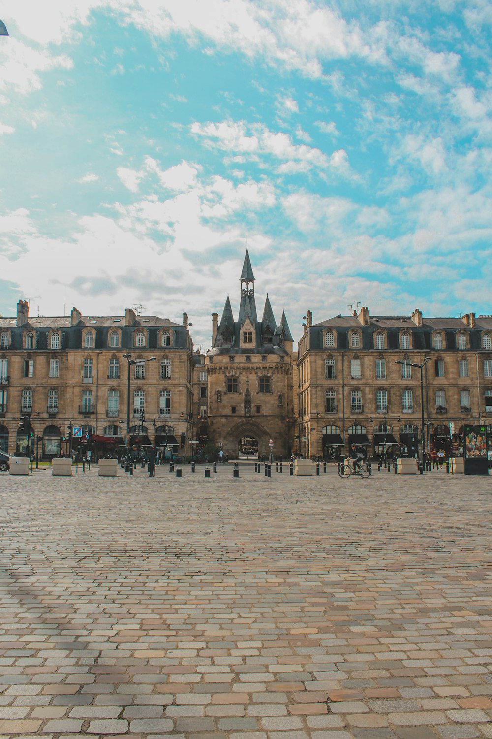 a large stone building with a clock tower