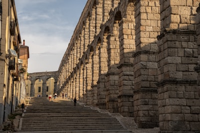 a stone building with steps leading up to it