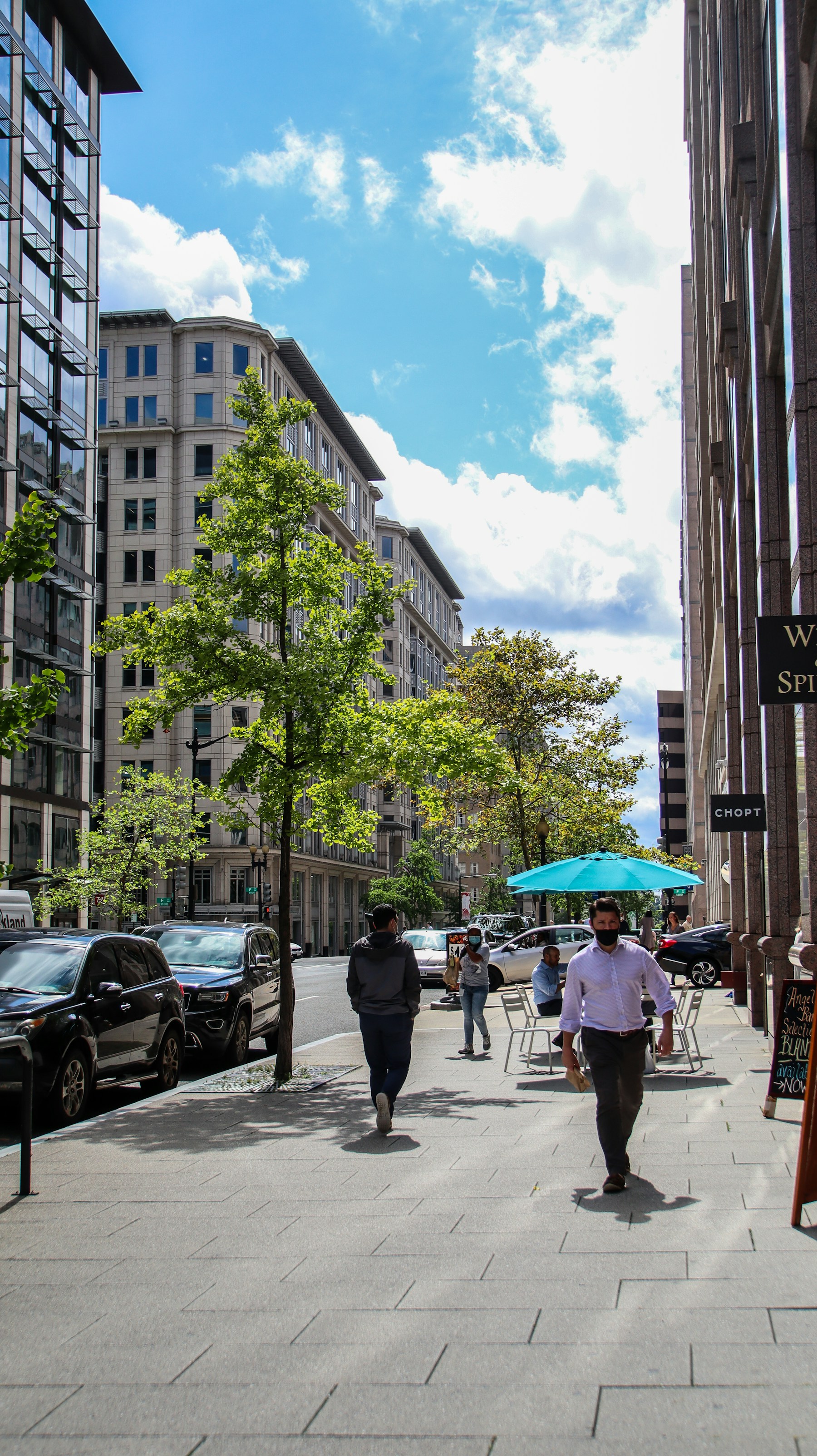 Group walking city daytime