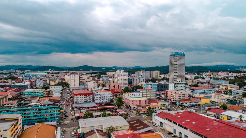 a view of a city from a tall building