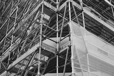 a very tall building with a bunch of scaffolding on it