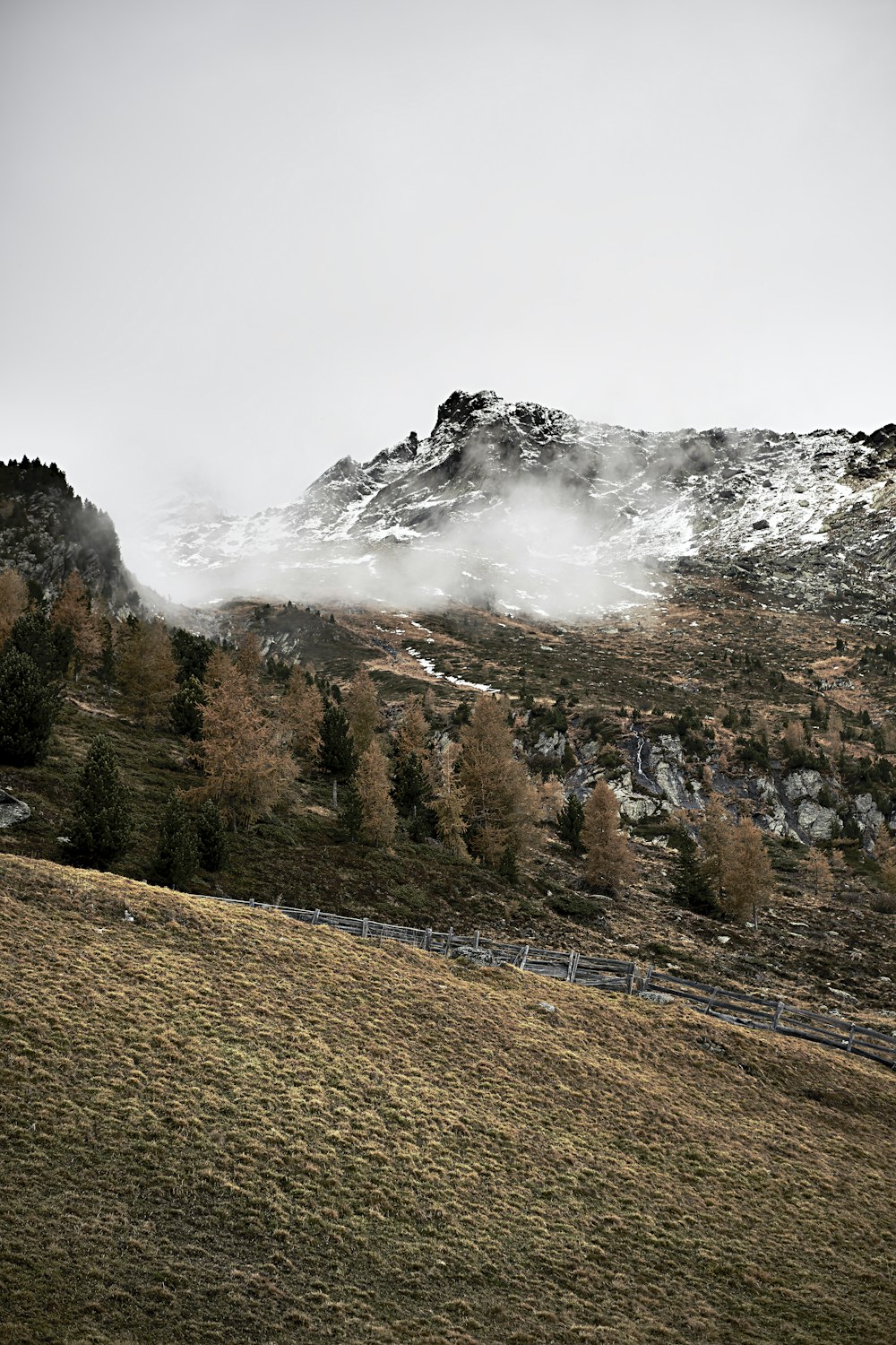 a black and white photo of a mountain