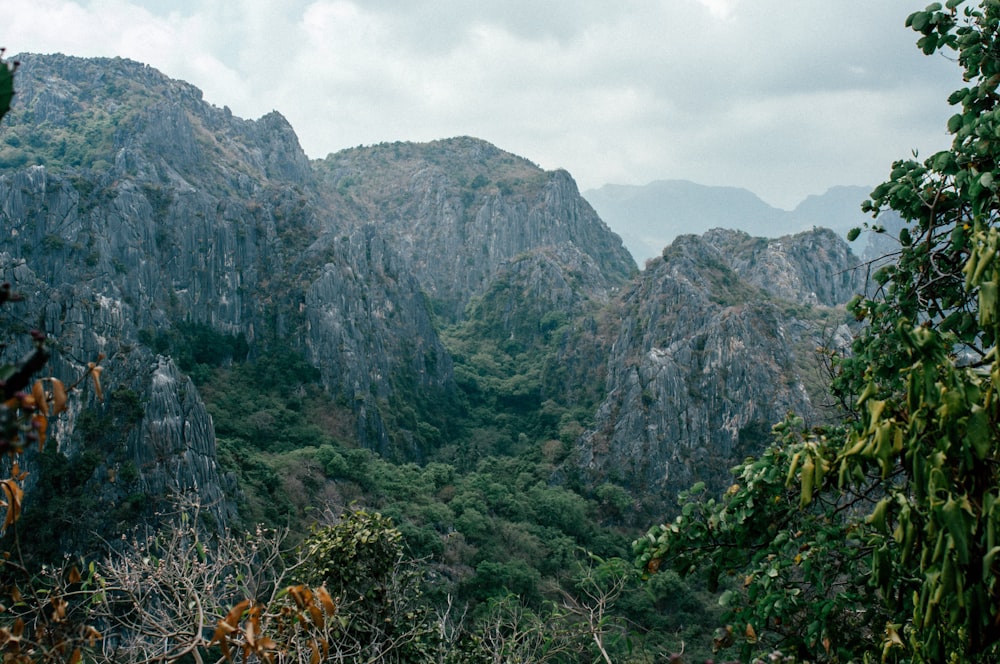 a view of a mountain range from a distance