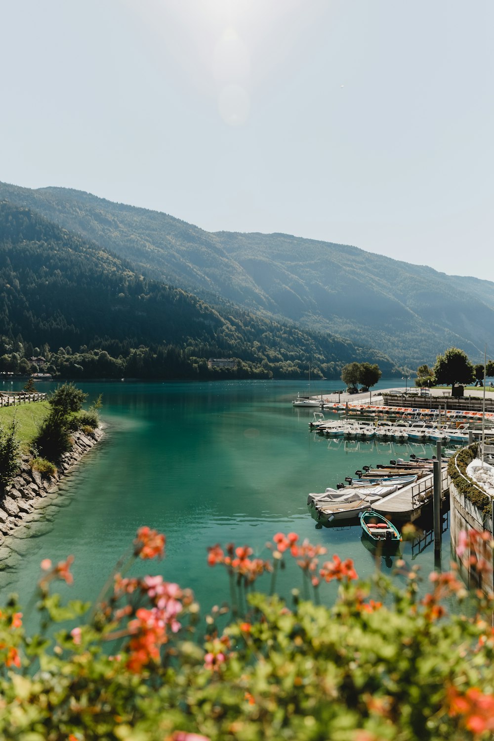 a large body of water surrounded by mountains