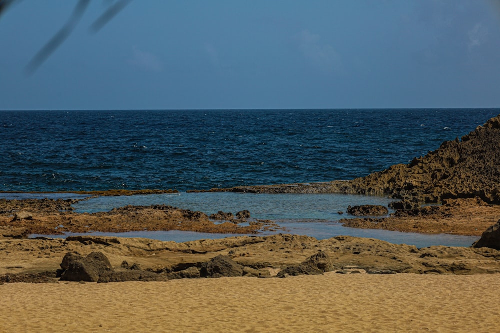 a view of the ocean from a sandy beach