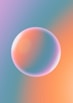 a blue and pink background with a circular object in the middle