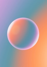 a blue and pink background with a circular object in the middle