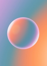 a blue and pink background with a circular object in the middle