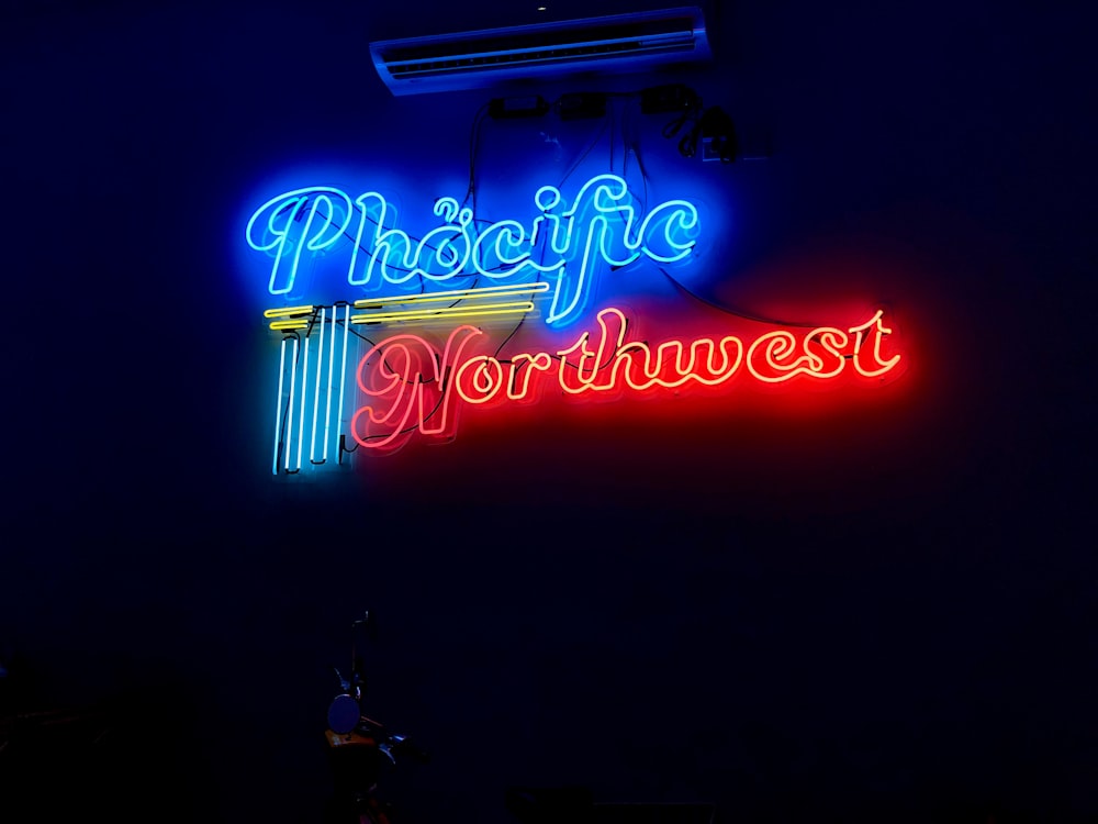 a neon sign that says pacific northwest on it