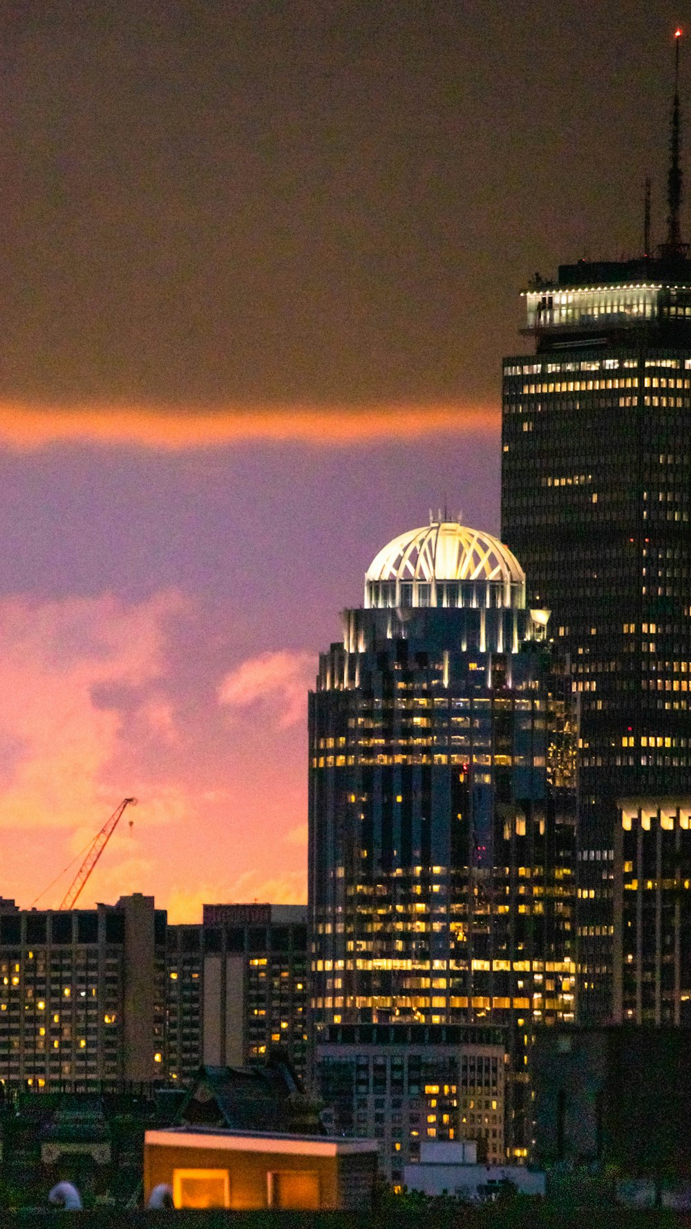 a view of a city skyline at night