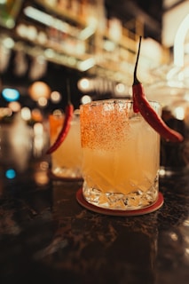 a close up of a drink on a table