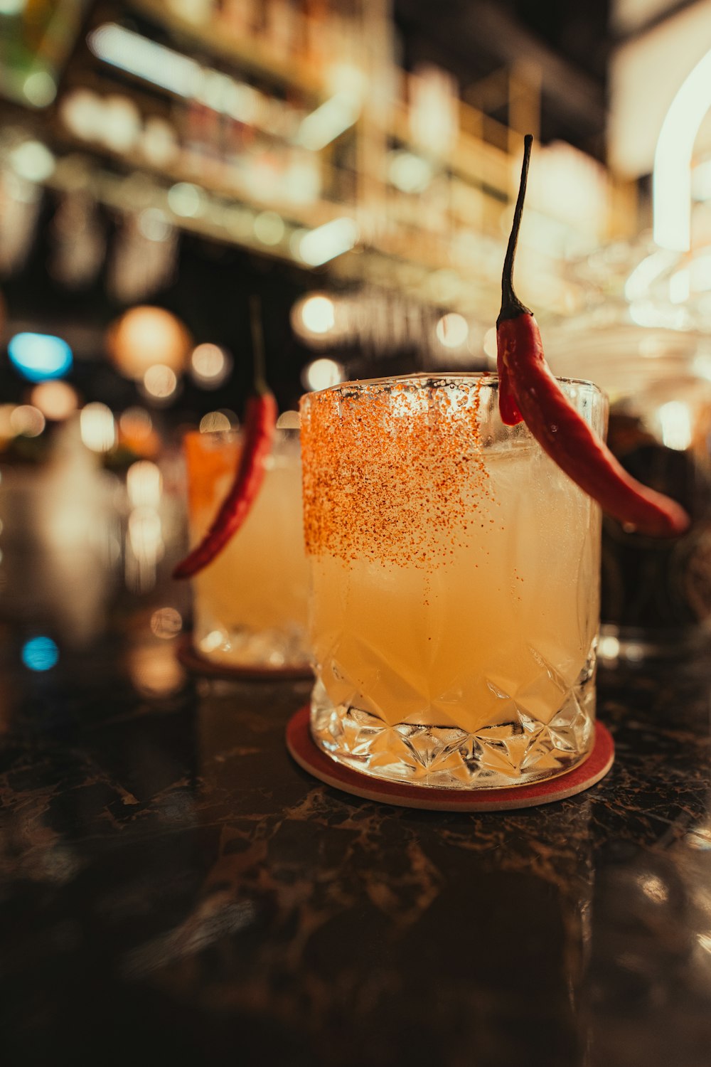 a close up of a drink on a table