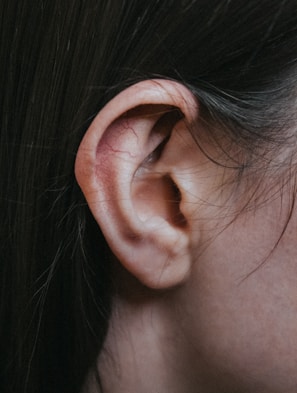 a close up of a person's ear