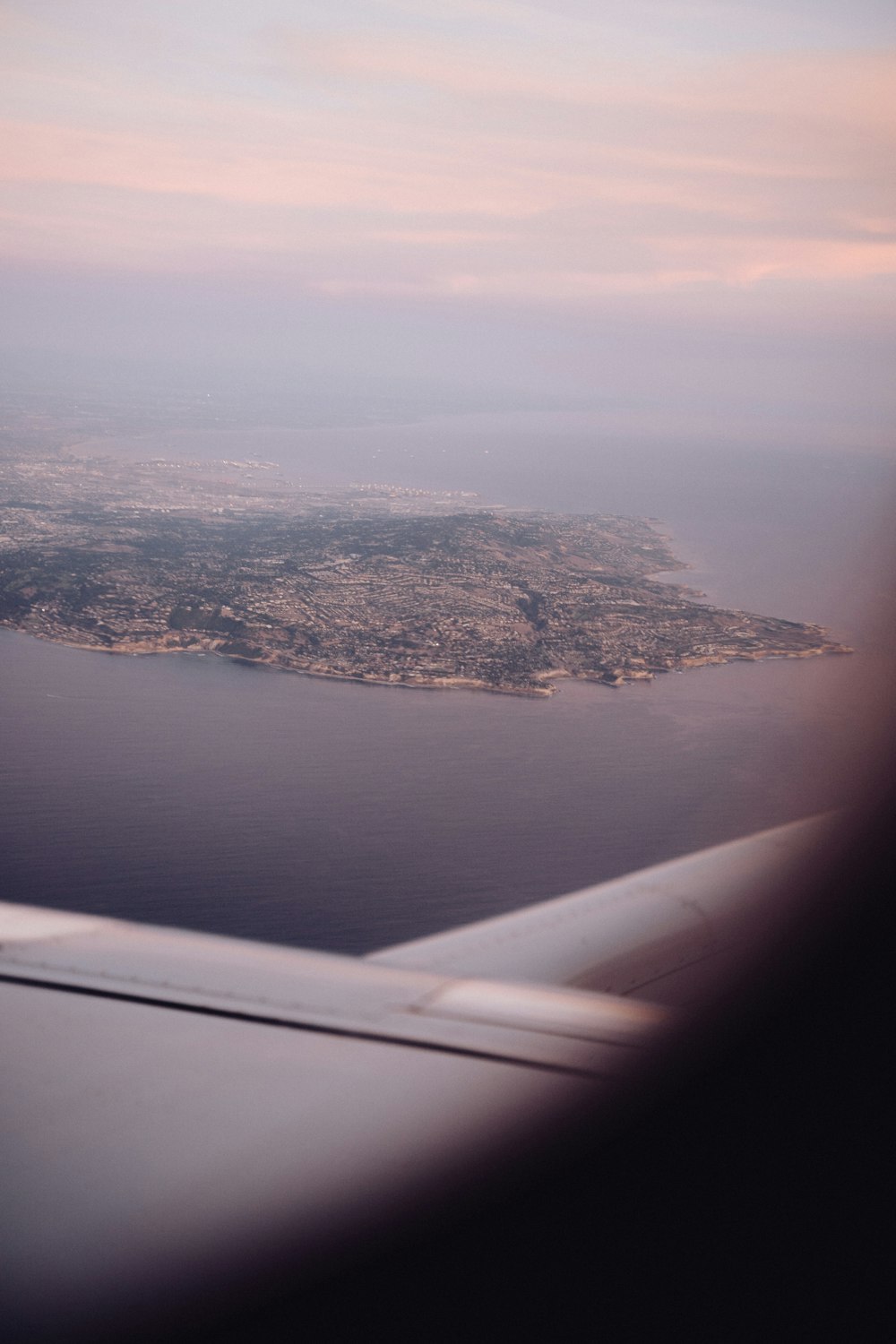 a view of a body of water from an airplane