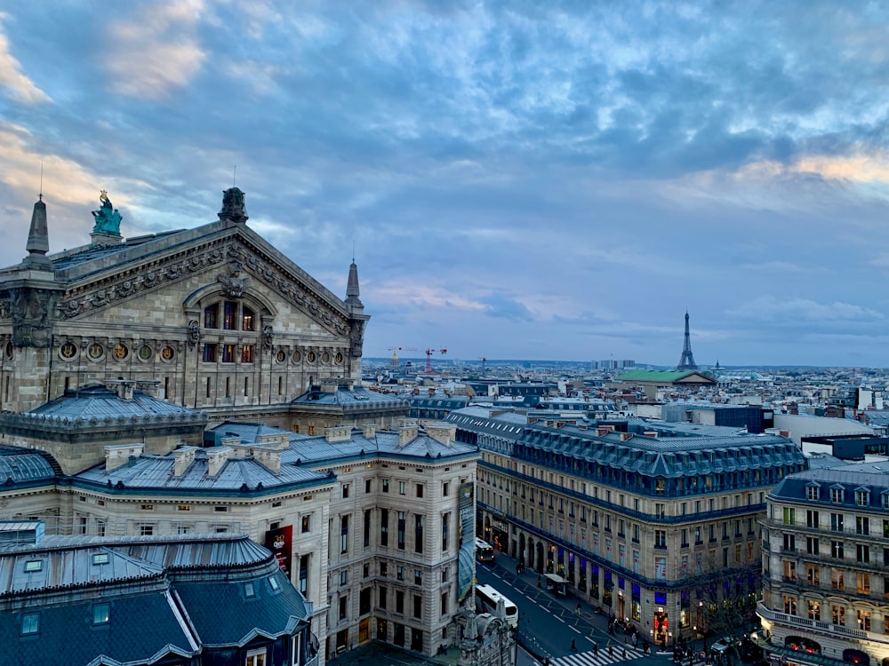 a view of a city from the top of a building