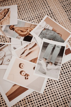 a bunch of pictures that are on a table